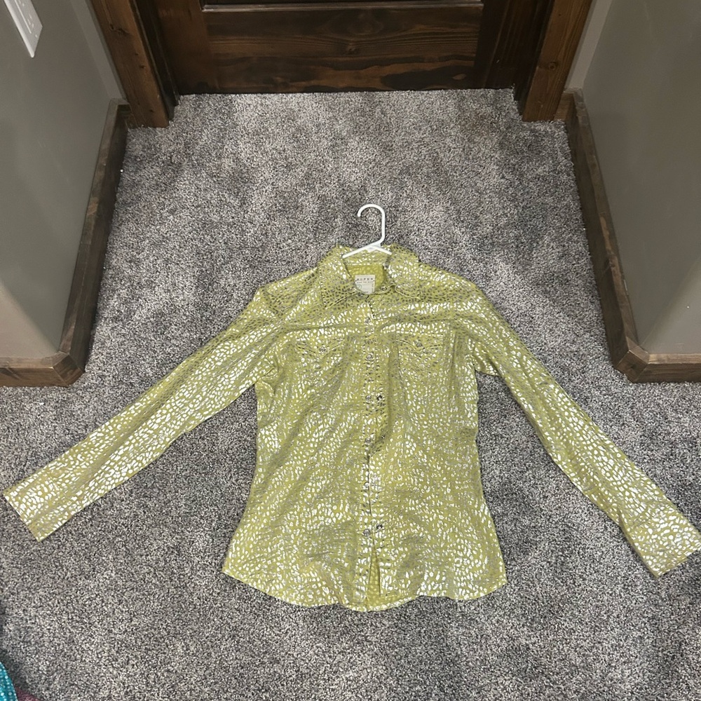 Roper Lime Green and Silver Patterned Shirt